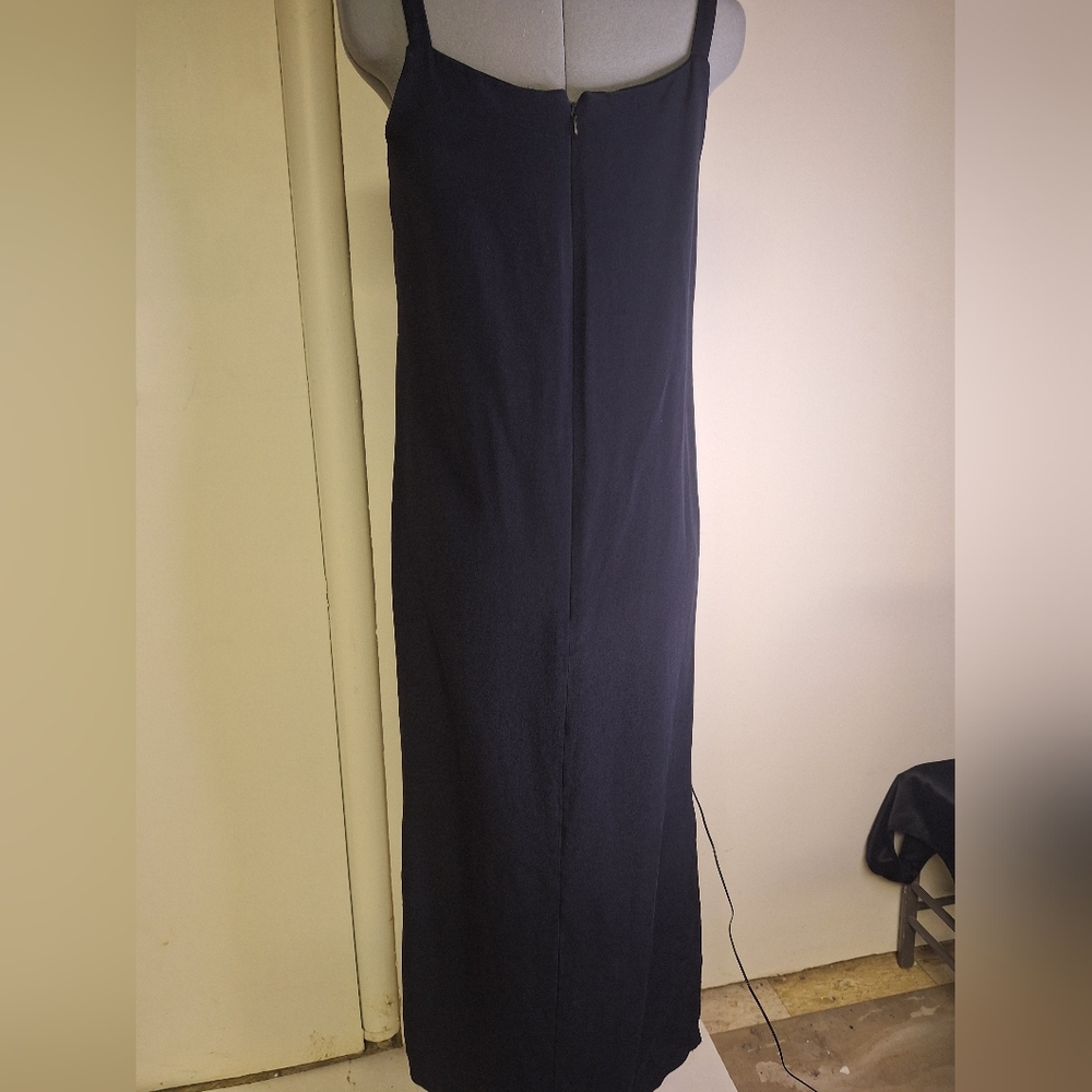 TALBOTS PURE SILK Navy and White Sleeveless Dress Size 8 - Picture 5 of 7